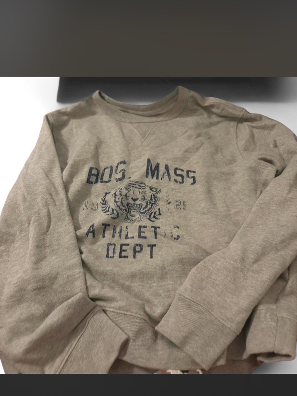 St. John's Bay Taupe Crewneck Sweatshirt with Vintage Graphic
